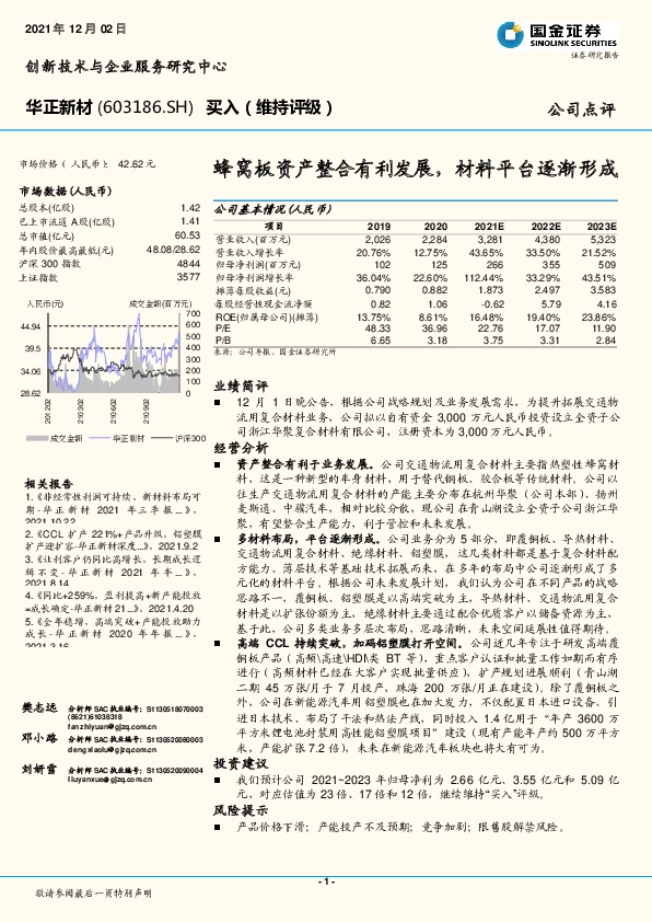 蜂窝板资产整合有利发展，材料平台逐渐形成