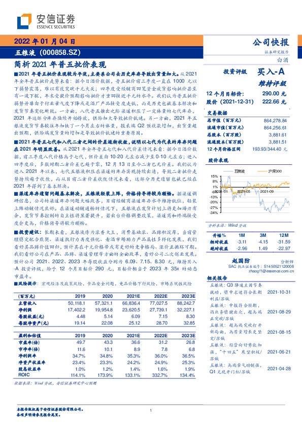 简析2021年普五批价表现
