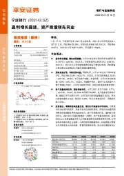 盈利增长提速,资产质量领先同业