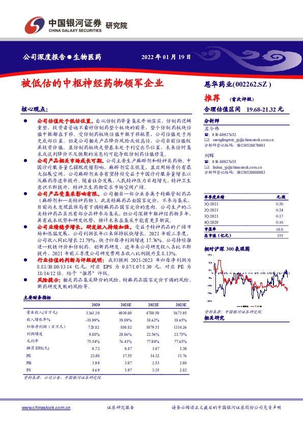 被低估的中枢神经药物领军企业