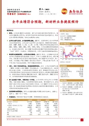 全年业绩符合预期，新材料业务捷报频传