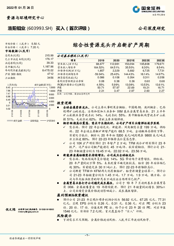 综合性资源龙头开启新扩产周期