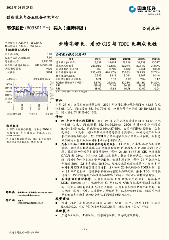 业绩高增长，看好CIS与TDDI长期成长性