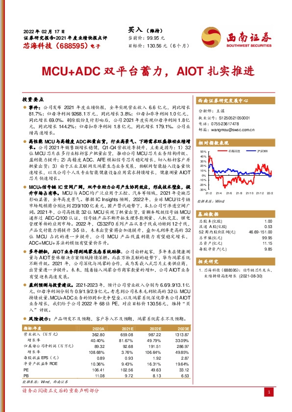 MCU+ADC双平台蓄力，AIOT扎实推进