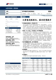 大零售战略深化，盈利有望提升