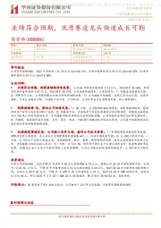 业绩符合预期,优质赛道龙头快速成长可期