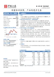 销量依旧强势，产品线稳步完善