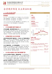 合资稳步恢复 自主新品加速