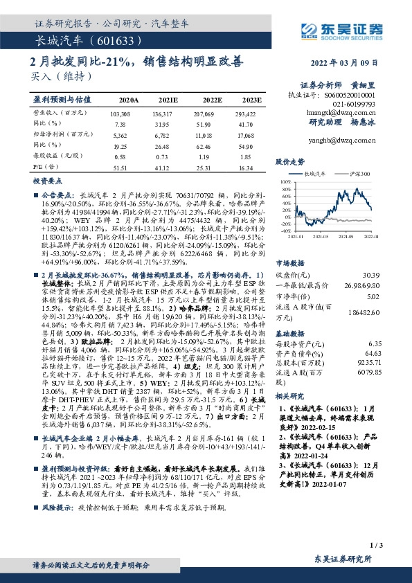 2月批发同比-21%，销售结构明显改善
