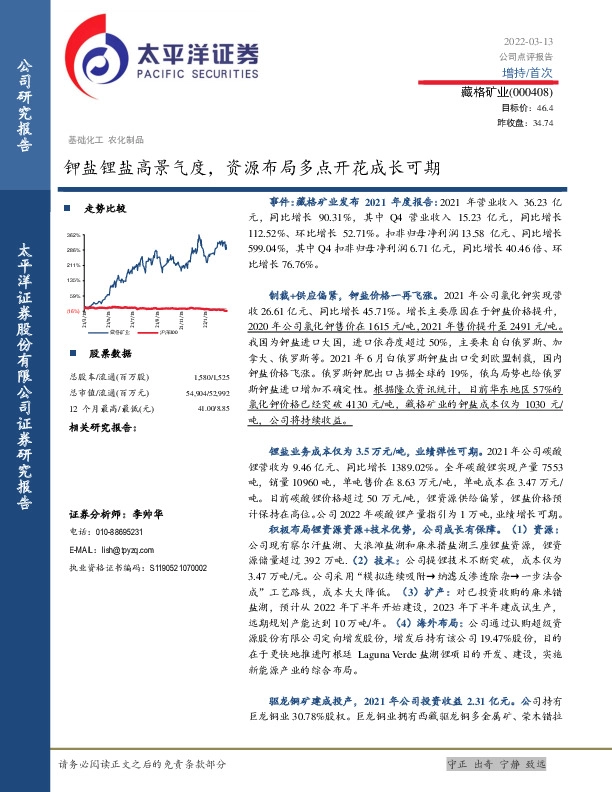 钾盐锂盐高景气度，资源布局多点开花成长可期