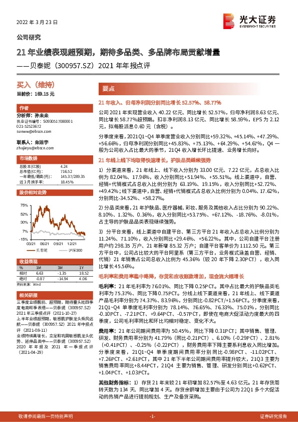 2021年年报点评：21年业绩表现超预期，期待多品类、多品牌布局贡献增量