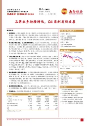 品牌业务持续增长，Q4盈利有所改善