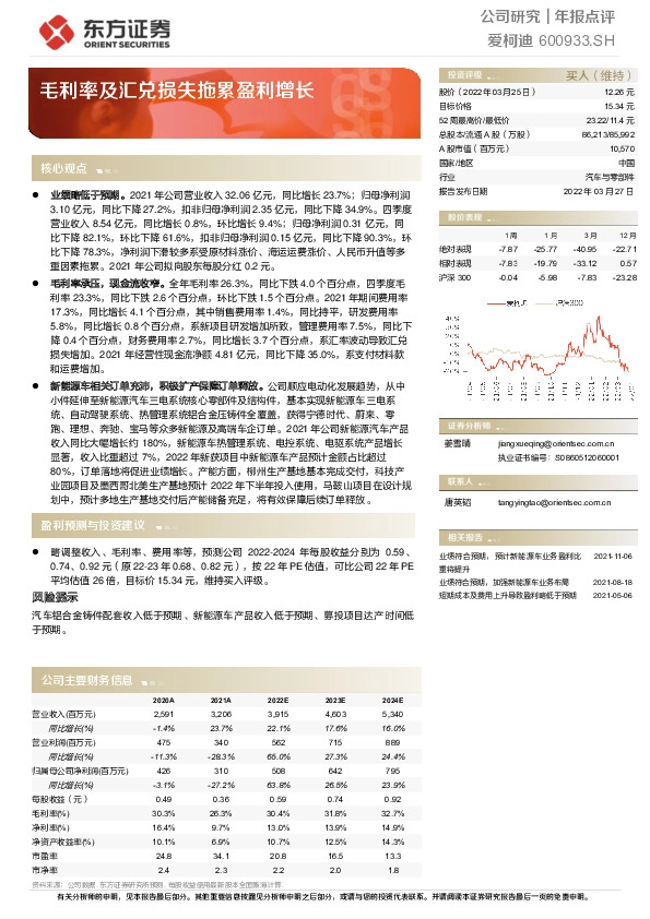 毛利率及汇兑损失拖累盈利增长
