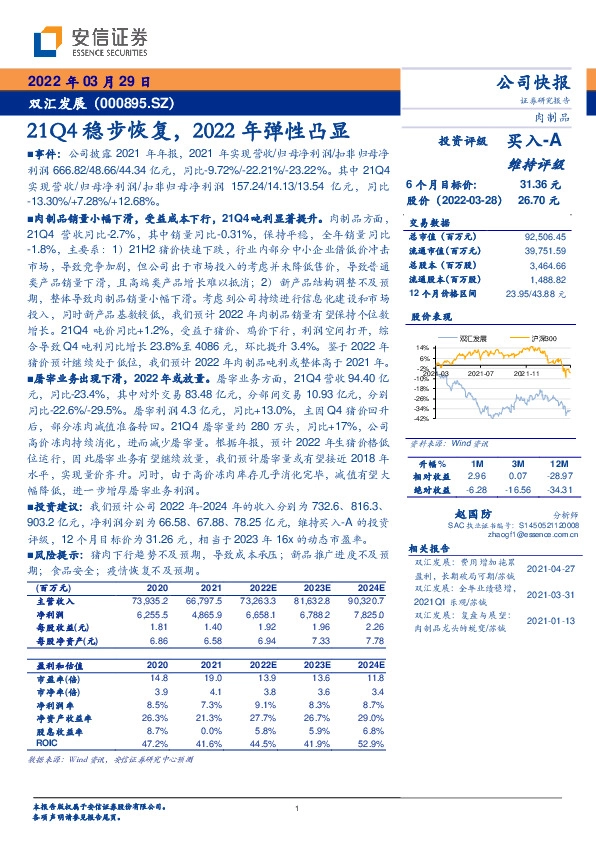 21Q4稳步恢复，2022年弹性凸显