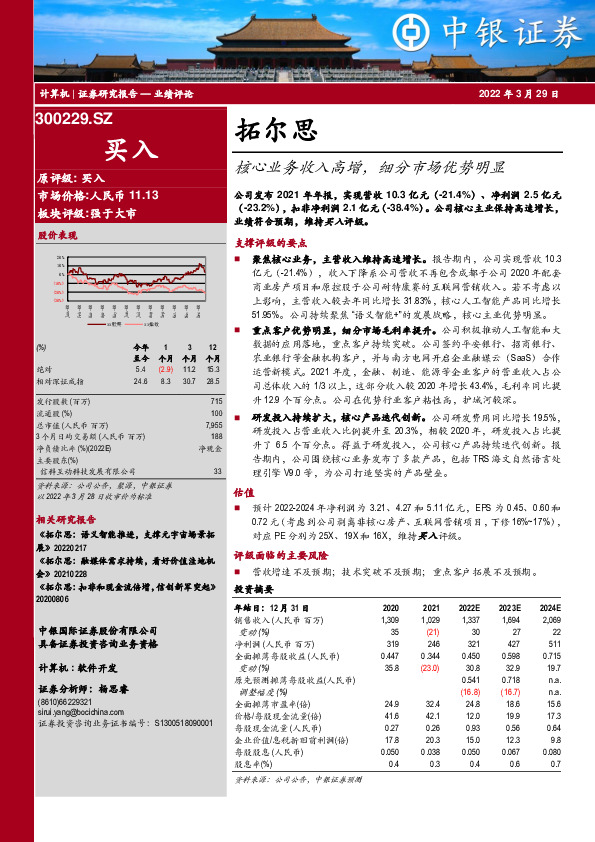 核心业务收入高增，细分市场优势明显