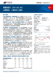 业绩靓丽,小微竞争力增强