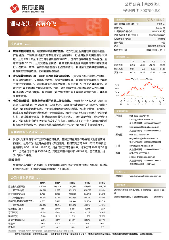 锂电龙头，两翼齐飞