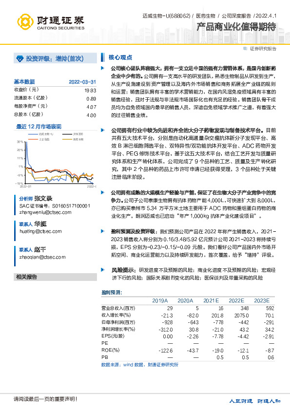 产品商业化值得期待