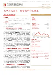 大单品高成长，经营效率行业领先