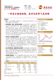 一季度业绩超预期，看好化肥景气度持续