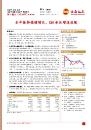 2021年年报点评：全年保持稳健增长，Q4承压增速放缓