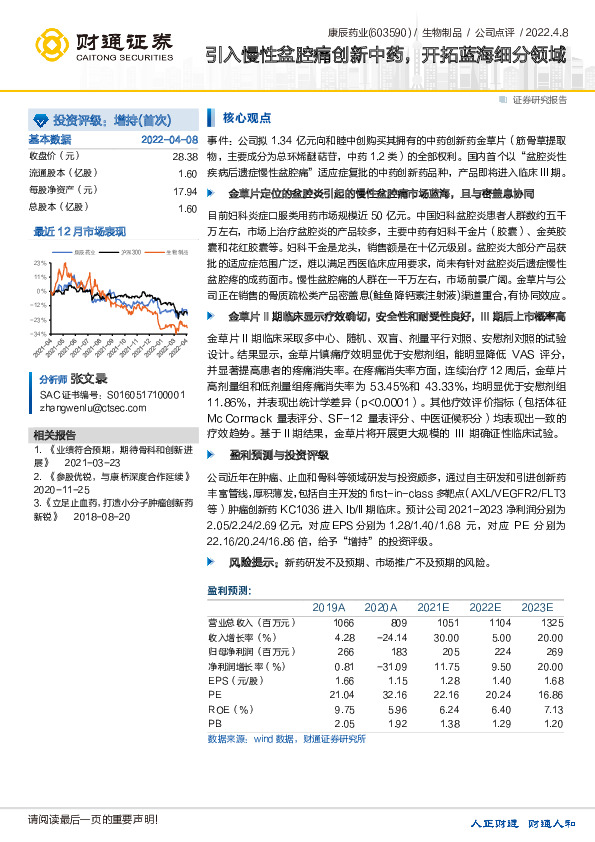 引入慢性盆腔痛创新中药，开拓蓝海细分领域
