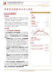 销量表现稳健 新品导入提速