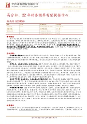 高分红，22年财务预算有望提振信心