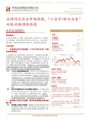 业绩增长符合市场预期,“小分子+新兴业务”双轮战略持续推进