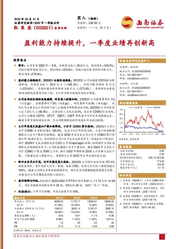 盈利能力持续提升，一季度业绩再创新高