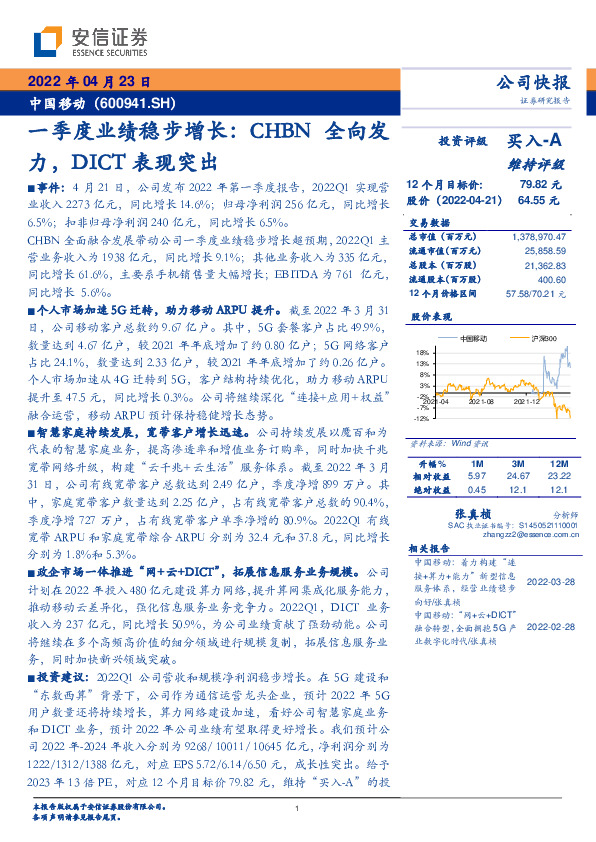 一季度业绩稳步增长：CHBN全向发力，DICT表现突出