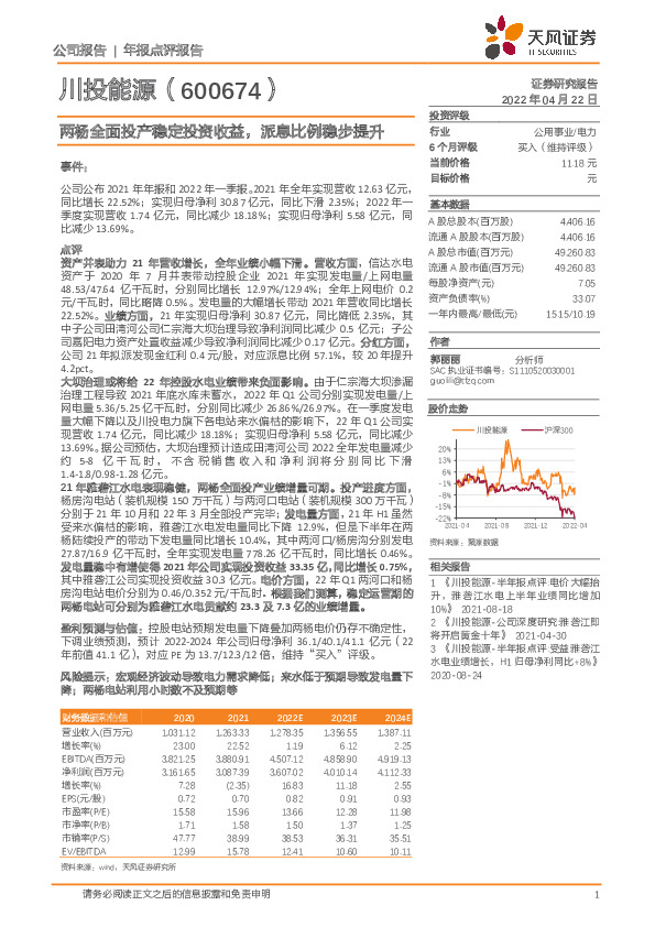 两杨全面投产稳定投资收益，派息比例稳步提升