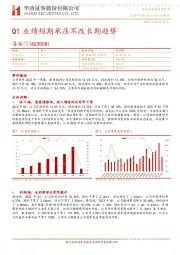 Q1业绩短期承压不改长期趋势