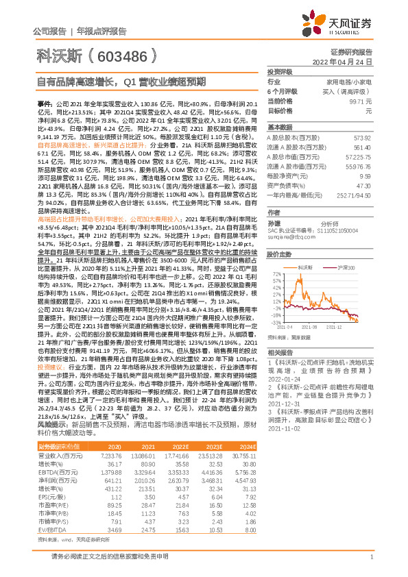 自有品牌高速增长，Q1营收业绩超预期