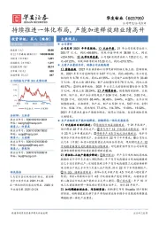 持续推进一体化布局,产能加速释放助业绩高升
