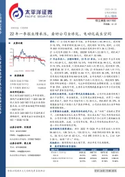 22年一季报业绩承压,看好公司全球化、电动化成长空间