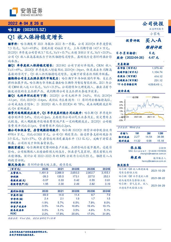 Q1收入保持稳定增长