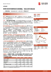 2022年一季报点评：单季归母净利润再创历史新高值，电池业务布局加速