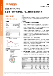 高基数下保持快速增长，投入加大拉低表观利润