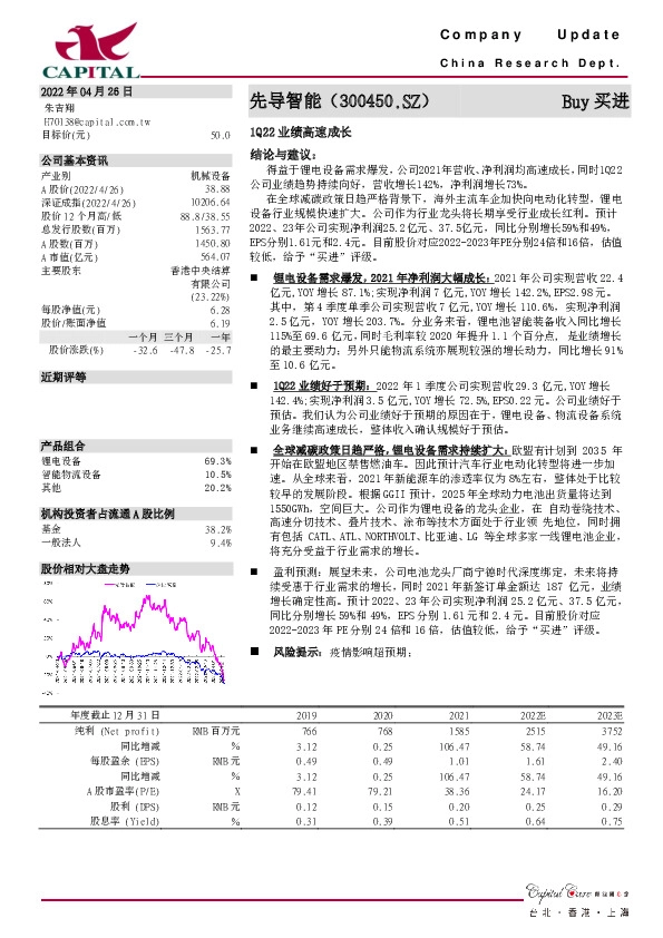 1Q22业绩高速成长