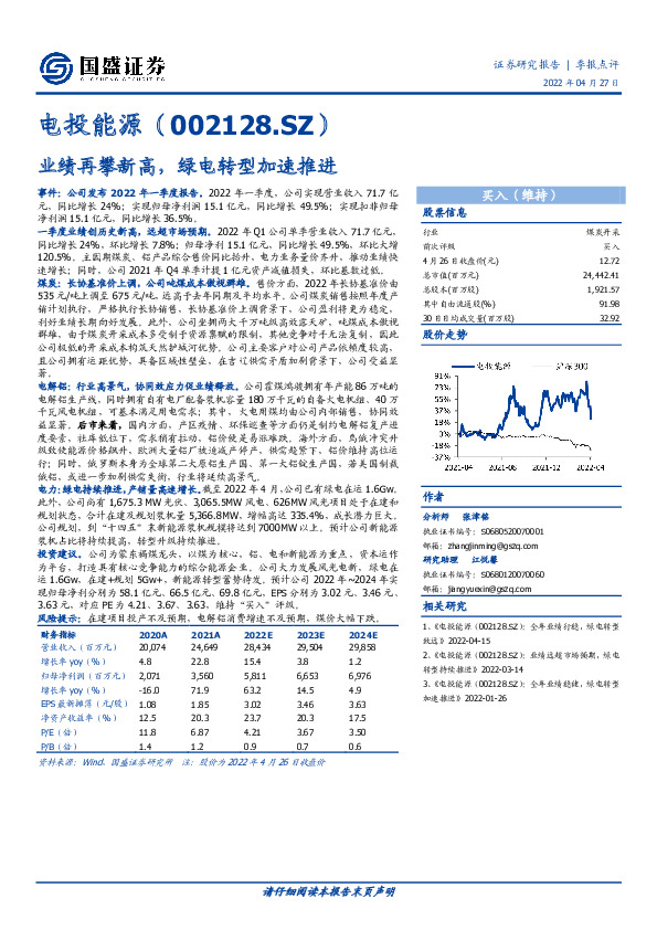 业绩再攀新高，绿电转型加速推进