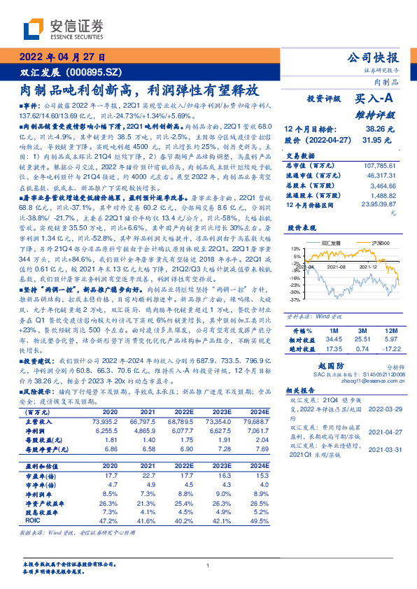 肉制品吨利创新高，利润弹性有望释放