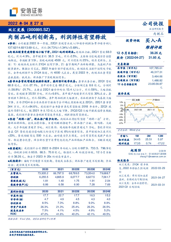 肉制品吨利创新高，利润弹性有望释放