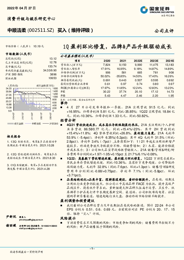 1Q盈利环比修复，品牌&产品升级驱动成长