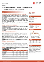 2022年一季报点评：22年一季度业绩增长稳健，度过波折、全年增长预期不改