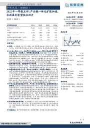 2022年一季报点评：产业链一体化扩张加速，水泥盈利有望低位回升