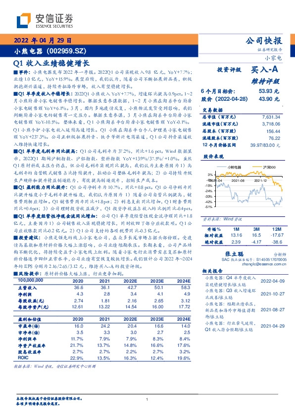 Q1收入业绩稳健增长