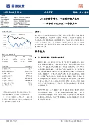 一季报点评：Q1业绩稳步增长，卡隆酸酐投产在即