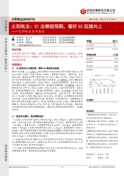 太阳纸业点评报告：太阳纸业：Q1业绩超预期，看好Q2延续向上