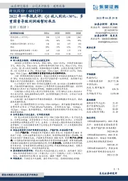 2022年一季报点评:Q1收入同比+30%,多重因素导致利润端暂时承压